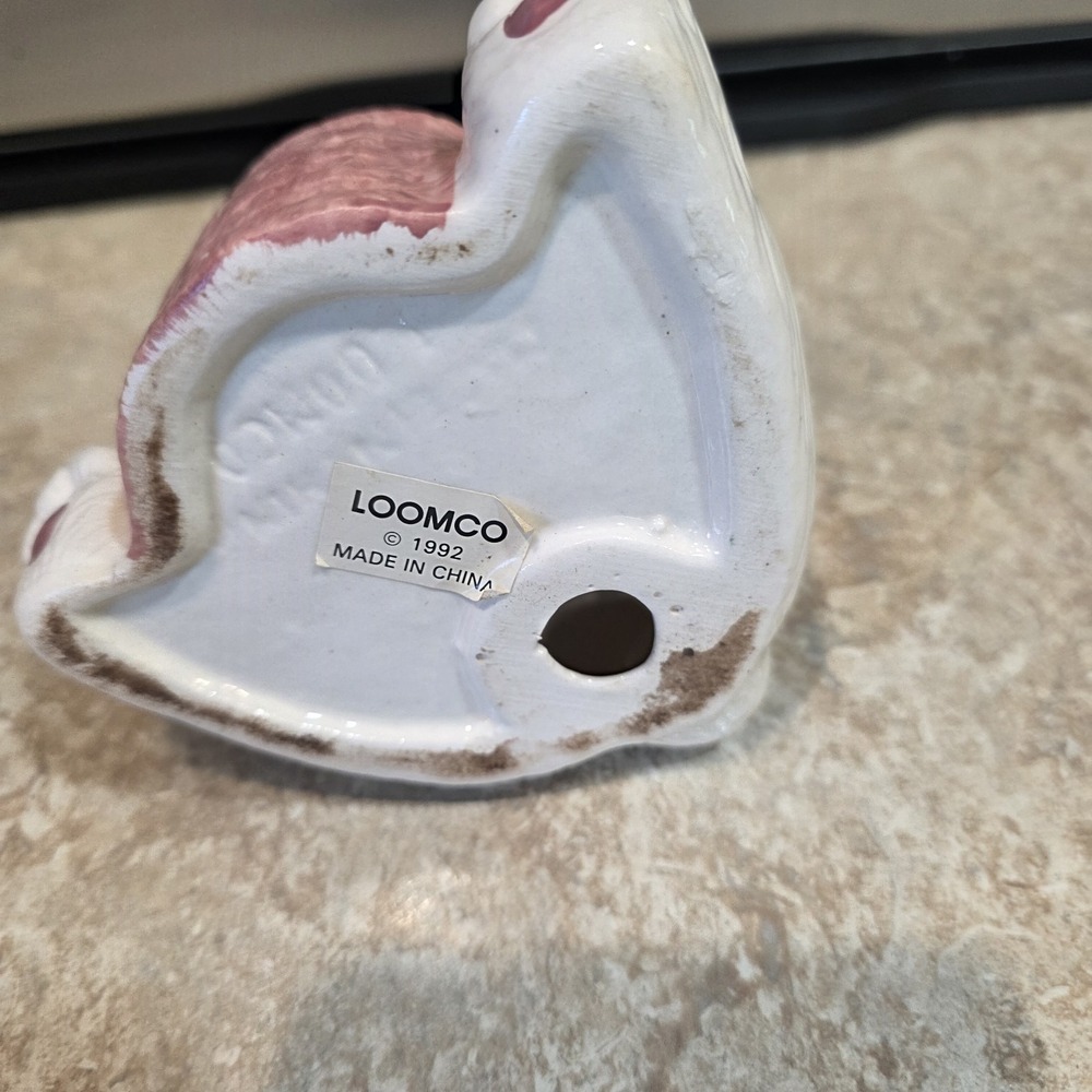 Vintage Porcelain White Bear Planter LOOMCO Gift Tag 1992 5" Ceramic Oso - Picture 6 of 7